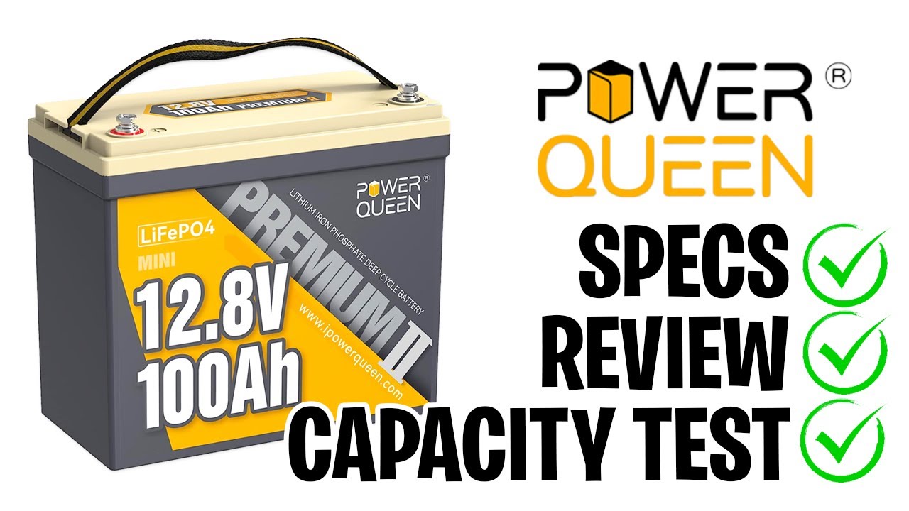  power queen 12V 100Ah Mini LiFePO4 Lithium Battery, Deep Cycle  Battery with Upgraded 100A BMS, Max 1280Wh Energy, Up to 15000 Cycles &  10-Year Lifespan for RV, Solar, Trolling Motor 