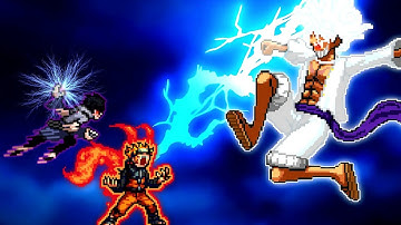 Naruto with Zangetsu V2 OP & Sasuke Rinnegan V3 OP VS TC Luffy OP Buff (all form) in Mugen