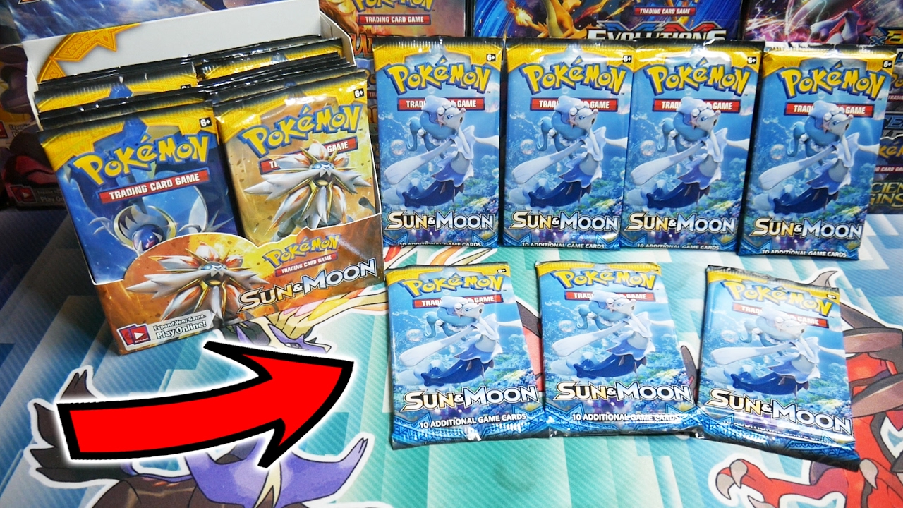 BRAND NEW GX PULL!! OPENING 7 POKEMON SUN AND MOON BOOSTER PACKS ...