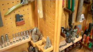 Wood shop design Garage wood shop with a bit of cheer.