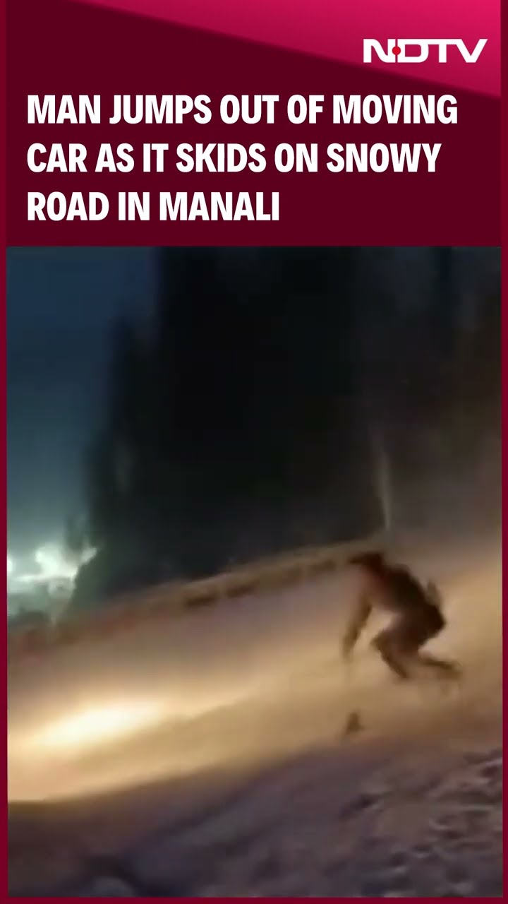 Man Jumps Out Of Moving Car As It Skids On Snowy Road Near Manali