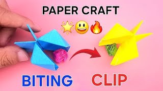 DIY PAPER CRAFT BITING CLIP||EASY ORIGAMI PAPER CRAFT BITING CLIP||HOW TO MAKE PAPER CRAFT BITING 