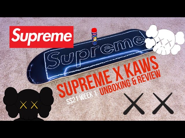 Supreme X Kaws Chalk Logo Skateboard Deck In Red