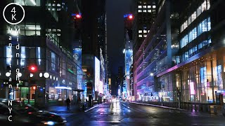 NYC Walking in the Midnight Rain  Manhattan, New York 4K