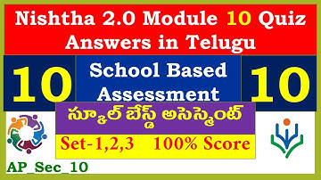 School Based Assessment in Telugu | Nishtha  2.0 Module 10 Answers | Diksha Module 10 quiz Key |