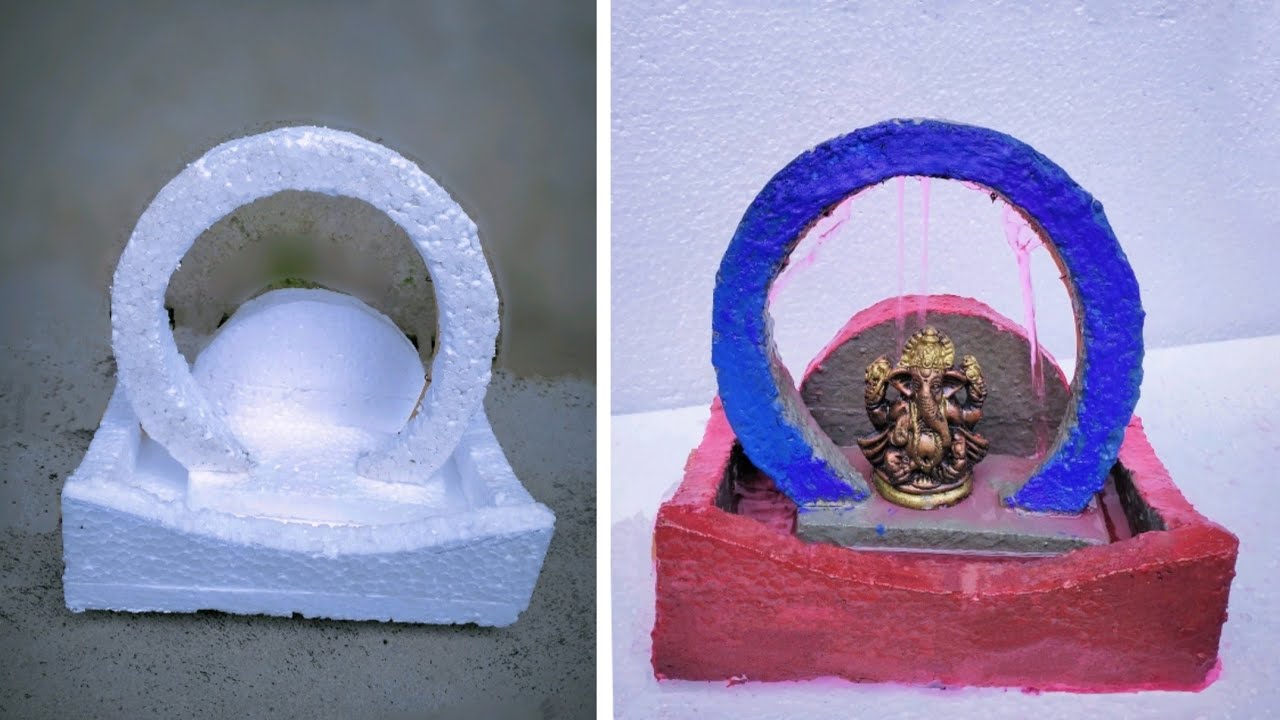 Ganesh Waterfall Ganesh Waterfall Decoration Idea Thermocol Craft YouTube