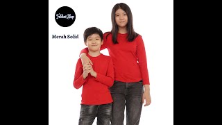 Kaos Polos Anak Lengan Panjang Bahan Katun Combed 30s Warna Merah Solid