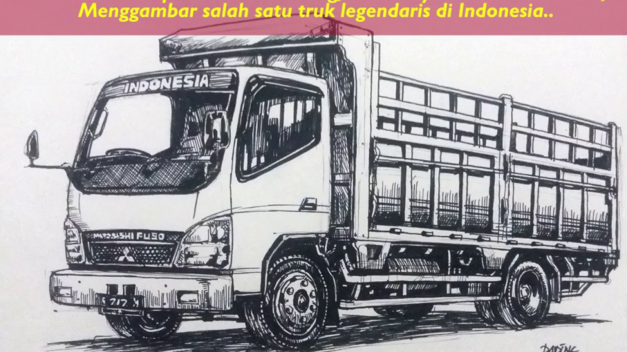 Sketsa Mobil Truk Canter Sempoa Dunia