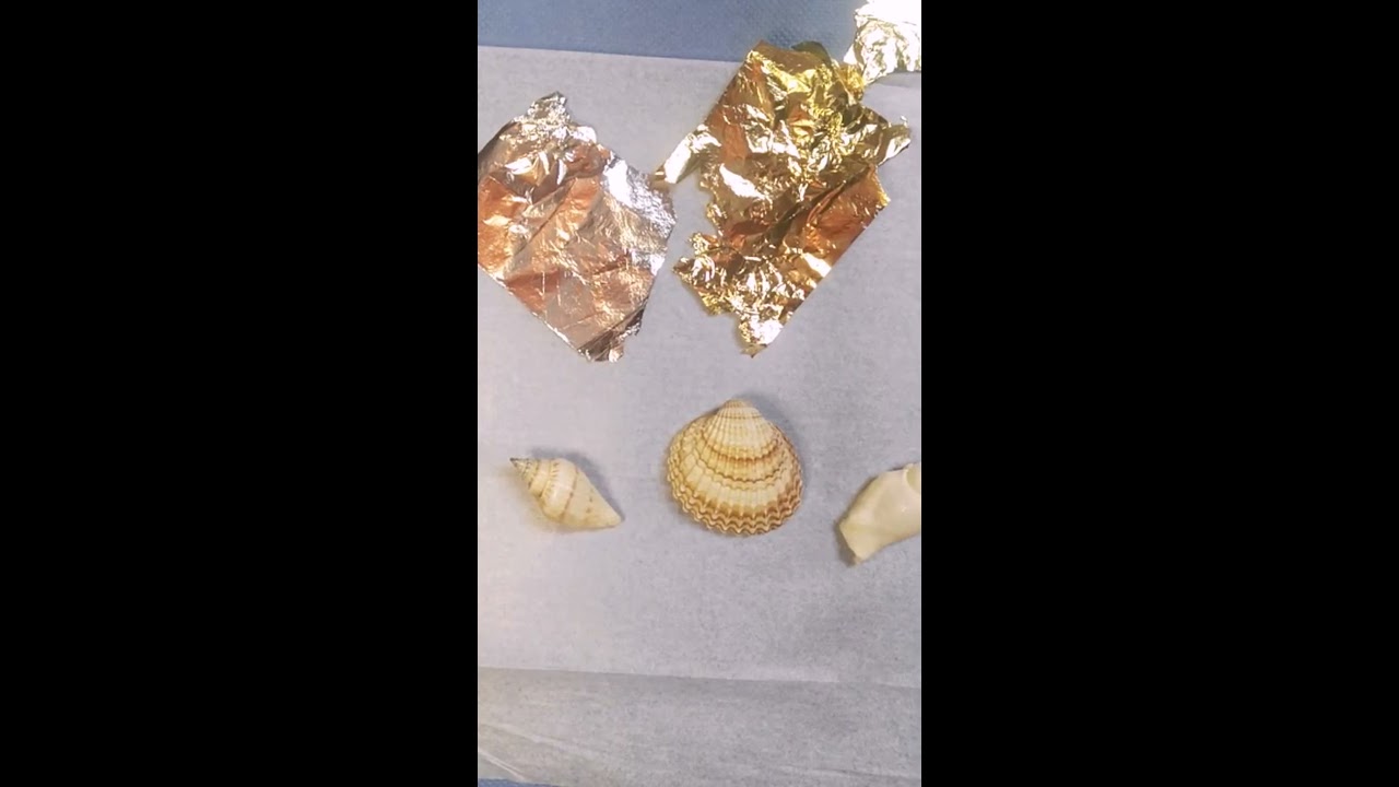 Doratura e argentatura con foglia metallizzata  su conchiglie