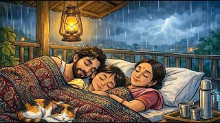 1990s Village Storm Night | Power Cut & Rooftop Sleep | Ghibli ASMR