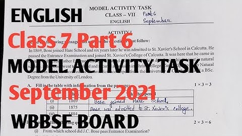 Class 7 Part 6 ENGLISH MODEL ACTIVITY TASK ইংরেজি SEPTEMBER 2021