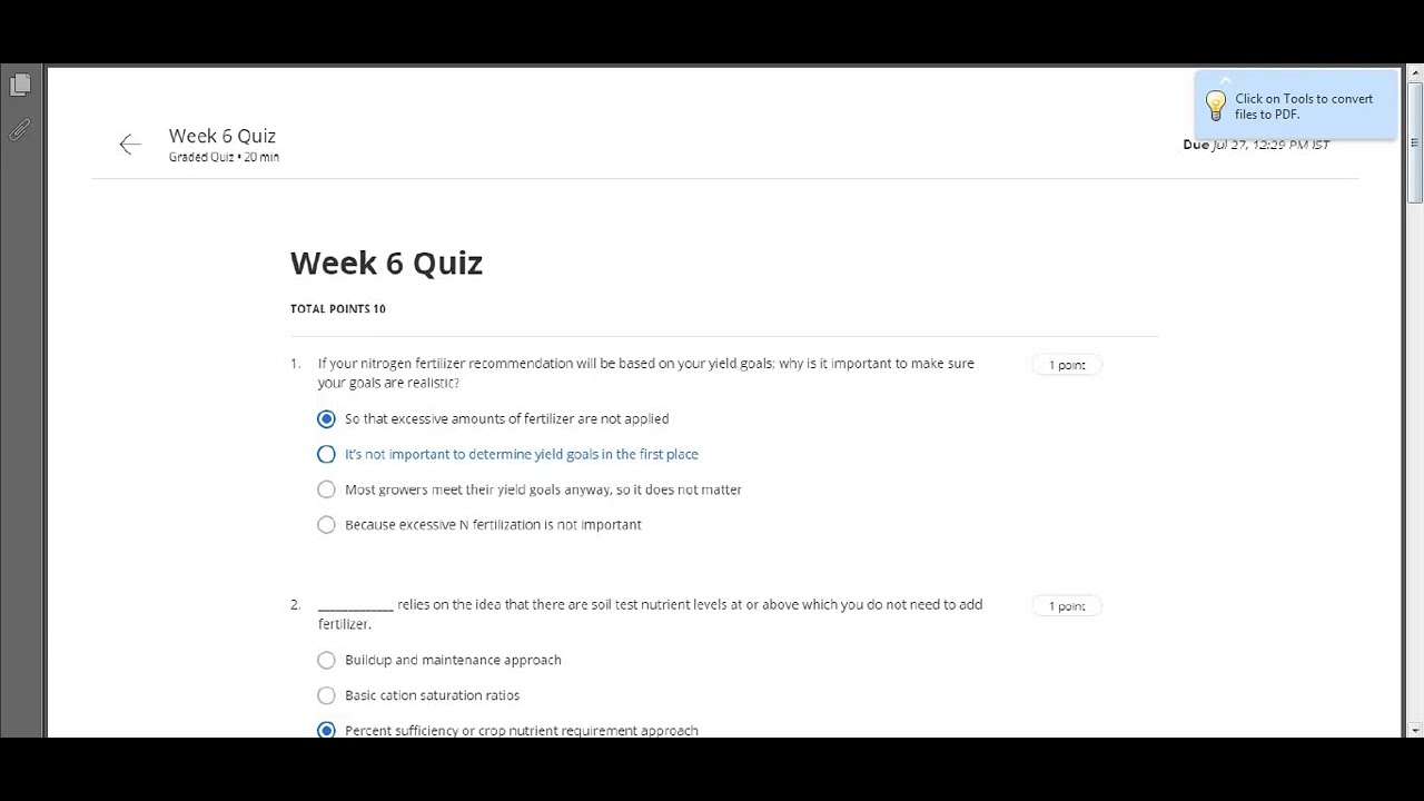 Coursera Sustainable Agricultural Land Management 6 quiz answers