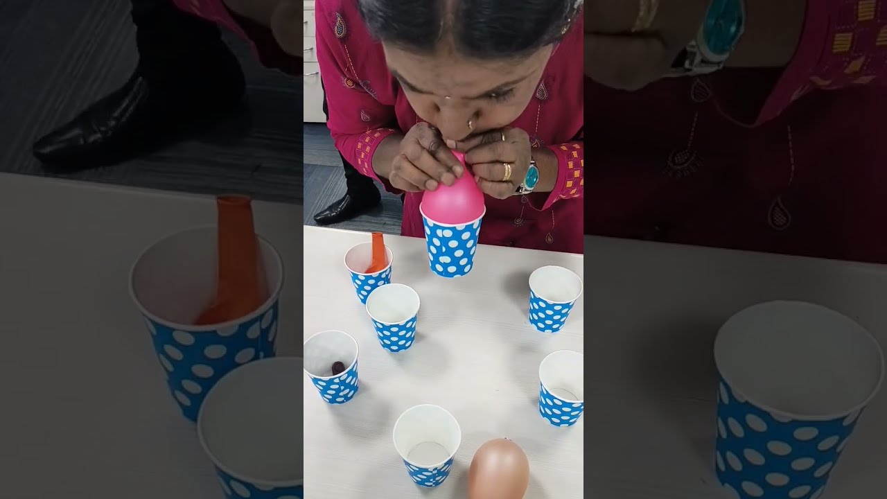 Team Building Activity Fun Game Womens Day Special Make Pyramid Using Balloons Paper Cups Shorts