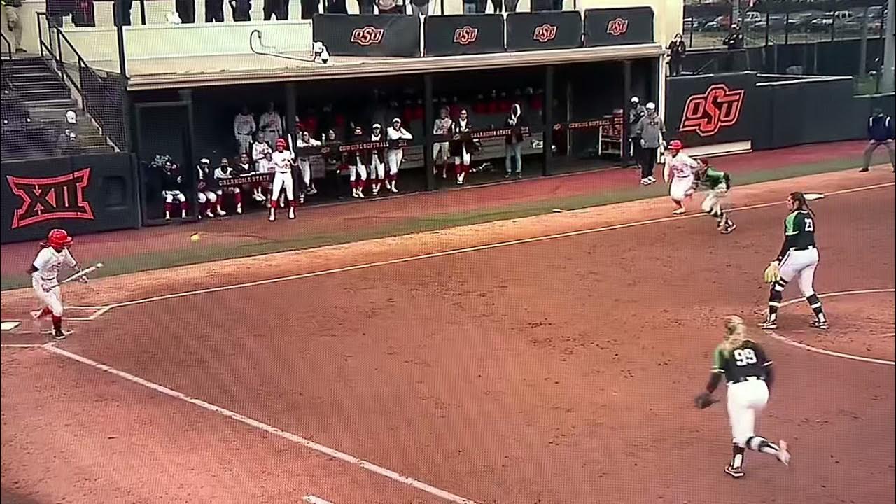 Well executed squeeze bunt, college softball YouTube
