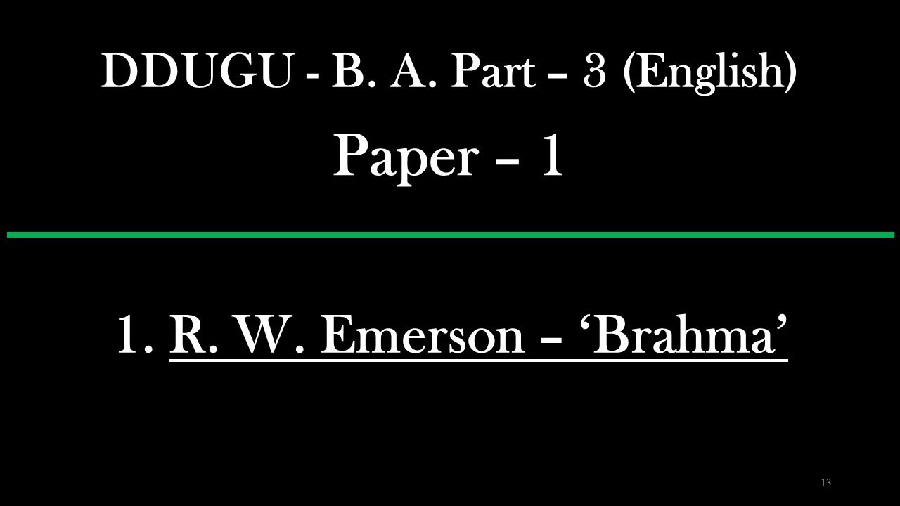 Brahma by R. W. Emerson YouTube