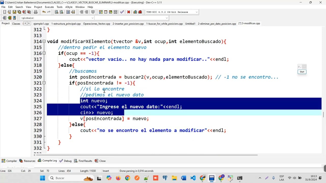 C++ - vectores o array - modificar por posicion o por elemento