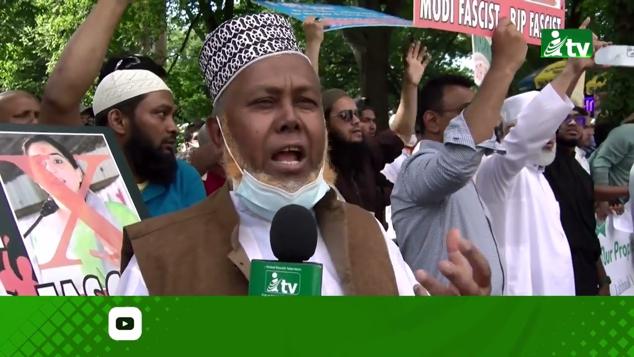 Huge protest in front of Indian Consulate, New York