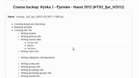 Moodle 1.9 course backup
