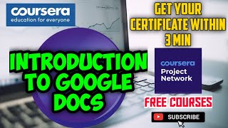 Introduction to Google Docs || Coursera quiz answers || Free Courses with certificates || Google