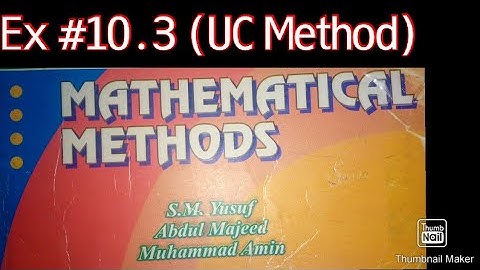 Ch 10 Ex 10.3 Method UC Method || Undetermined Cofficient Method ||UC Method ||Differential Equation