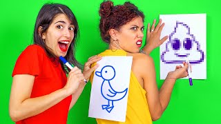 FUN DIY PARTY IDEAS FOR GAME NIGHT || Draw On My Back Challenge! Party Games By 123 GO! CHALLENGE screenshot 3