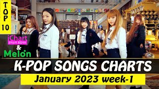 TOP 10 KPOP SONGS ON iCHART \& MELON CHART | JANUARY 2023 WEEK-1