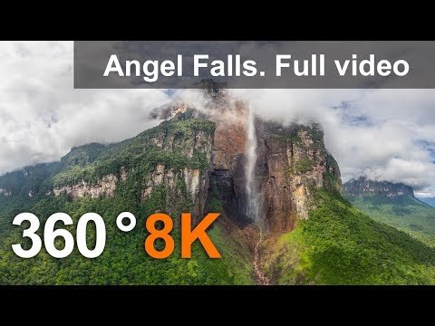 360 °, Angel Şelalesi, Venezuela. Havadan 8K video