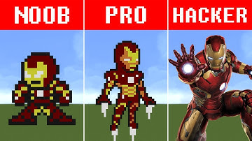 Pixel Art (NOOB vs PRO vs HACKER) Iron Man   in Minecraft