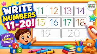 Write Numbers 11 to 20 for Kids | Number Tracing Worksheet | Learn & Trace Numbers