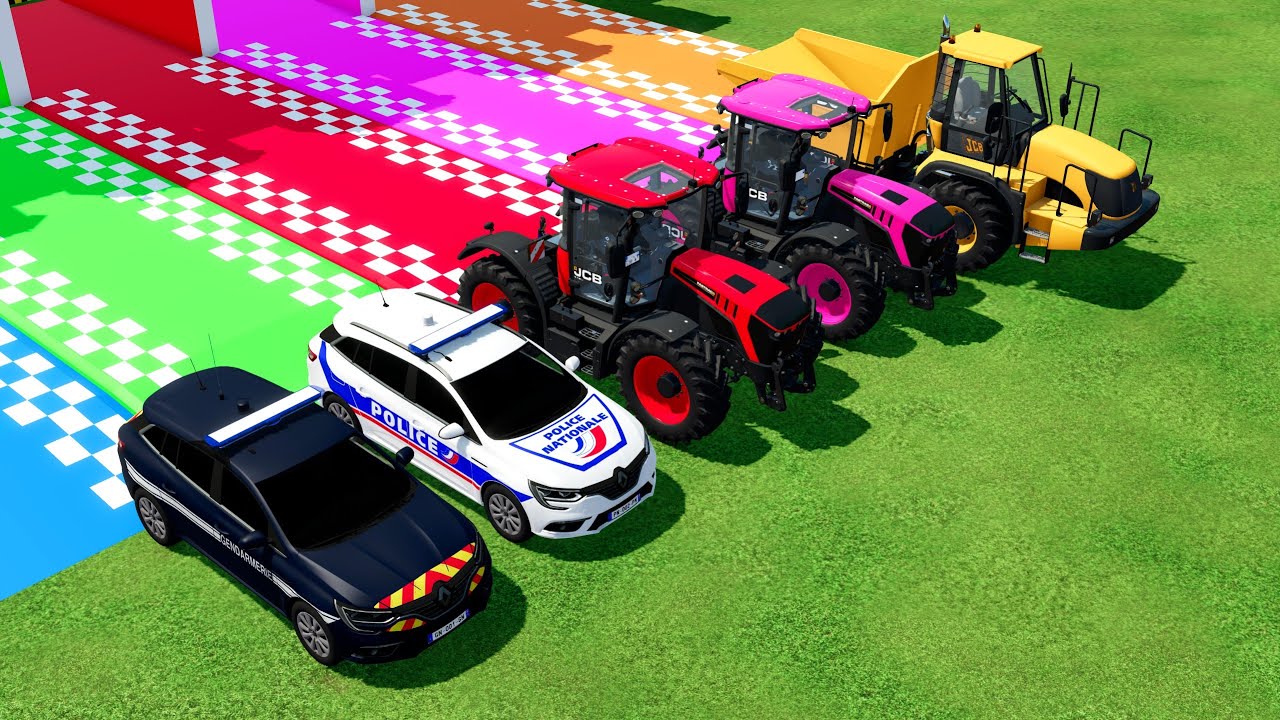 DACIA COLORFULL - TRANSPORTING DOUBLE FLATBED, POLICE, AMBULANCE, MAN TRUCKS!