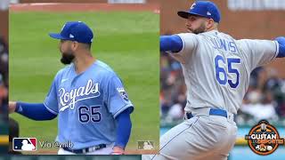 Jakob Junis with a soccer play y a baseball field to get a DOUBLE PLAY