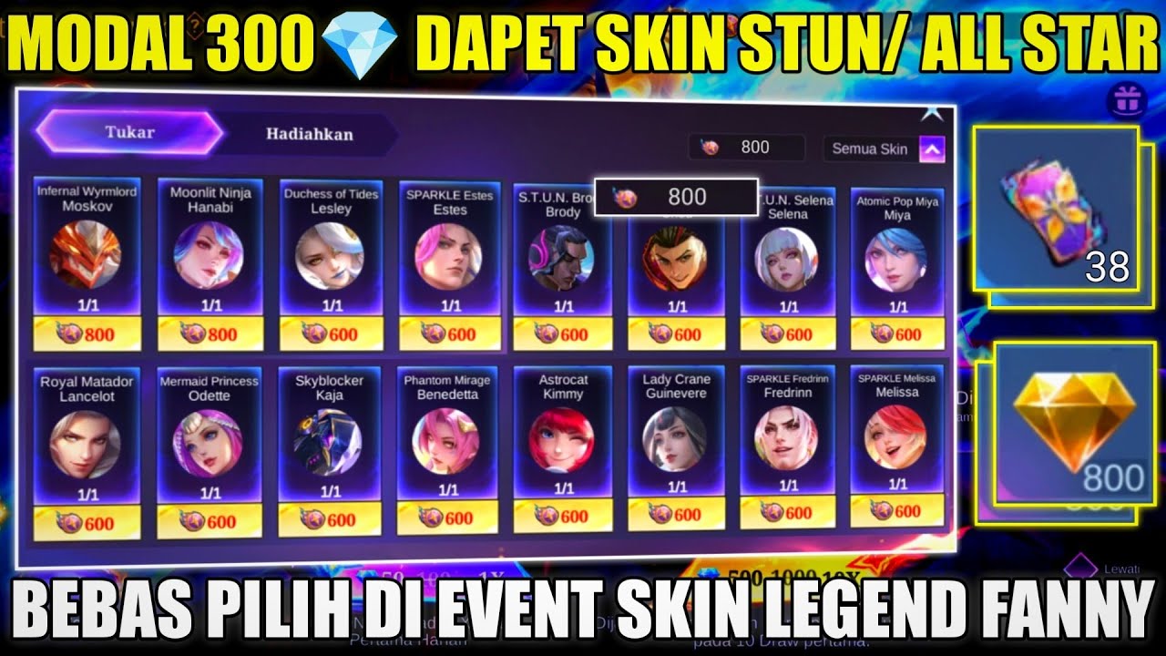 BUSET! MODAL 300💎 DAPET SKIN STUN MWORLD SPARKLE ALL STAR BEBAS PILIH MLBB | EVENT LEGEND FANNY