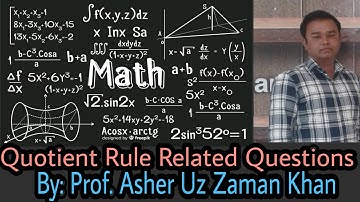 Quotient Rule Related Questions Part:02||Explained in English/Urdu/Hindi