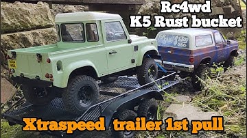 Rc4wd Chevrolet k5 blazer Rust bucket pulls xtraspeed trailer for first time at Crawler County
