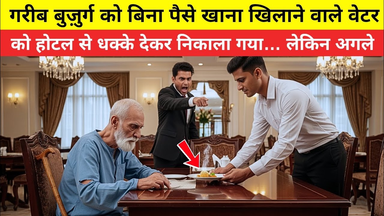 गरीब बुजुर्ग को बिना पैसे खाना खिलाने वाले वेटर को होटल से धक्के देकर निकाला गया.. #storytales 