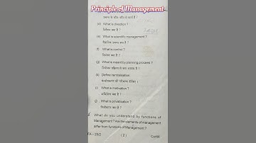 Question Paper of principle of management #shorts #sem4 #B.Com #bbmku #2017-20