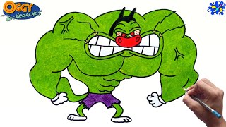 Oggy drawing || How to draw Hulk Oggy