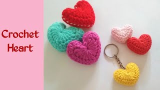 How to Crochet a Heart | Easy Crochet Amigurumi Heart Keychain  Crochet 3D Puffy Valentine Heart