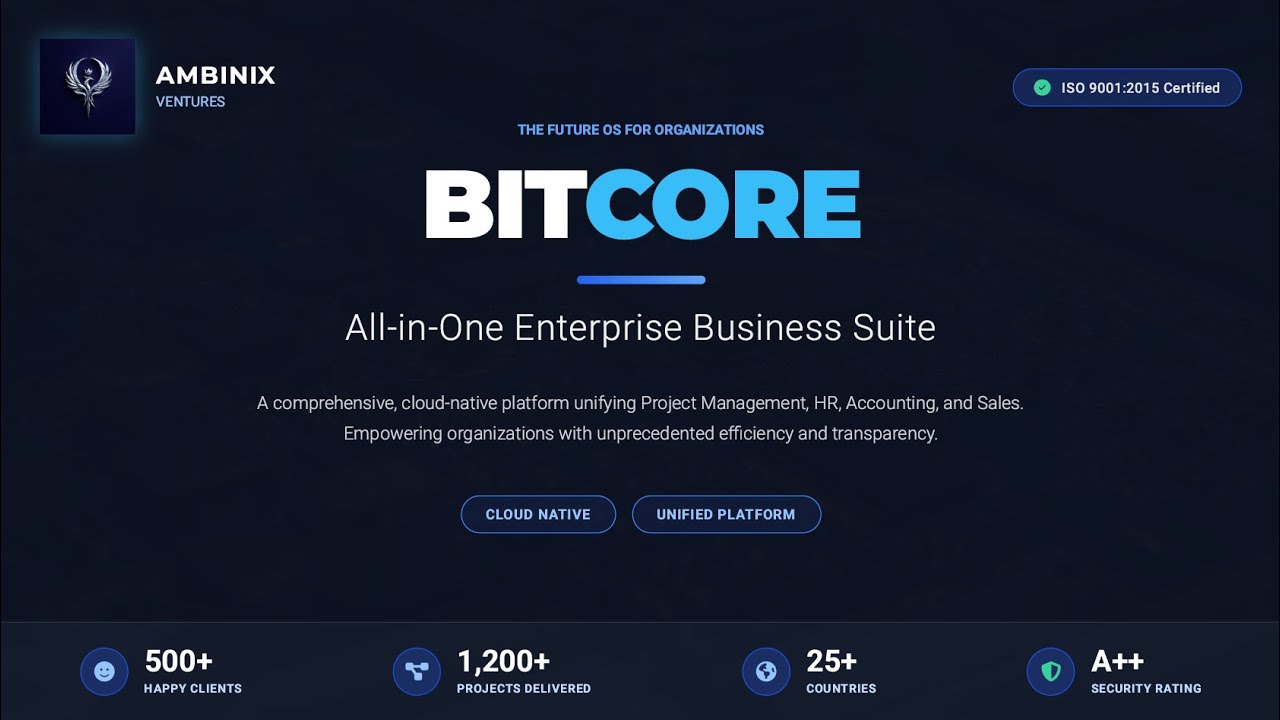 Bitcore BITCORE - All in one Business Suite - AMBINIX VENTURES - YouTube