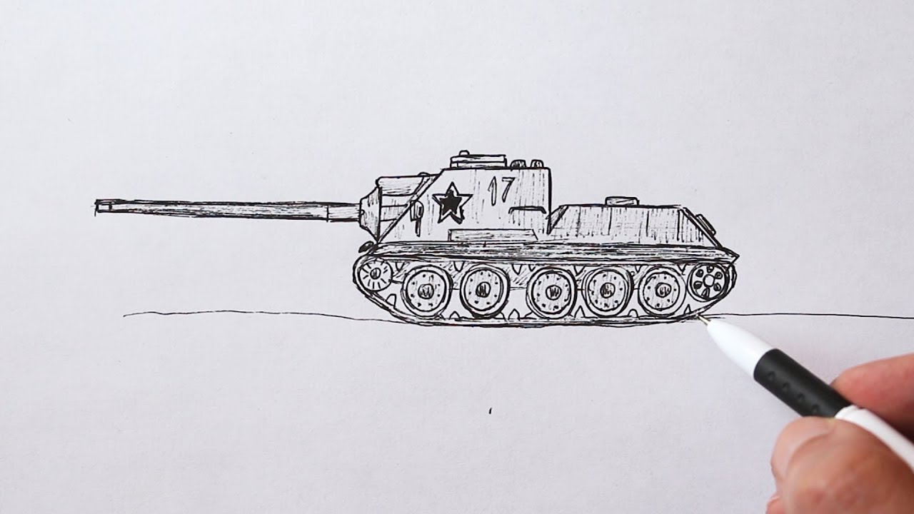 How To Draw A Ww2 Tank Easy
