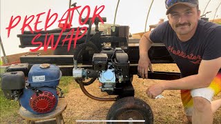 Predator engine swap on a wood splitter.