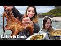 [Catch & Cook] Catching HUGE OCTOPUS By Hand and Cooking It For Dinner | AMWF Couple Mukbang