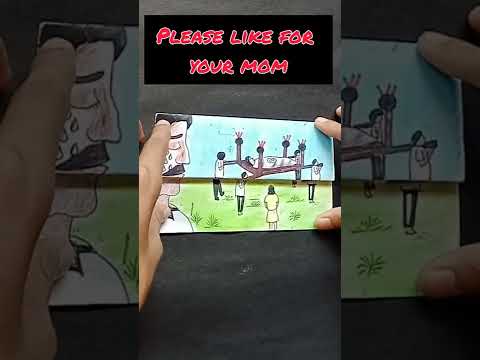 Paper folding drawing of Mom😭😭/#shorts #viral #drawing #mom #motherdrawing #ytshorts #yt #trending