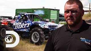 Mega Truck Racer Gives Opponent Head Start In Their Race | Dirty Mudder Truckers