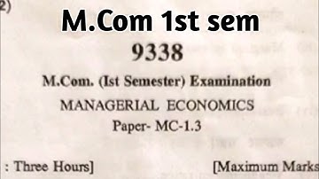 HPU M.Com 1st semester MANAGERIAL ECONOMICS Question Paper 🗞️ 2022 | Previous Year Question Paper