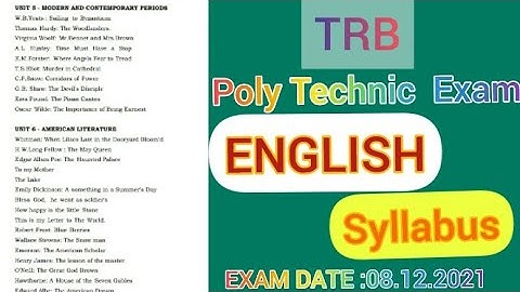 4 December 2021 -  TRB POLYTECHNIC ( English Syllabus)