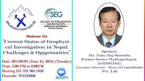 Current Status of Geophysical Investigation in Nepal: Mr.Naba Raj Shrestha @NGSS1990Webinar, TUSEGSC