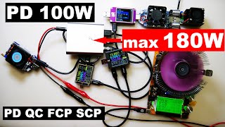 MagicFox Power Delivery 100w Charger PD QC FCP SCP Type-C Мощная зарядка max 180W !!!