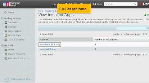 Viewing a report of application installs in Plesk