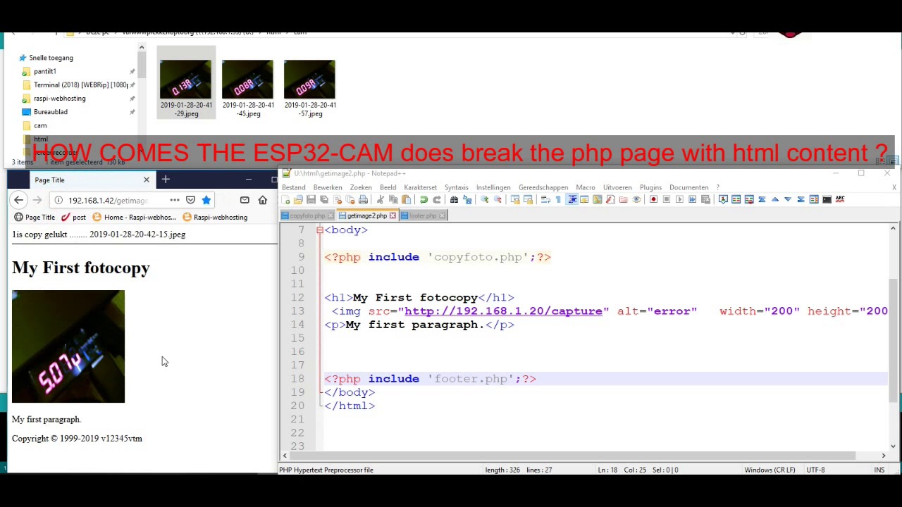 esp32-cam php custom made interface -problems - YouTube